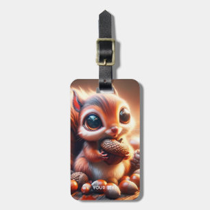Etiqueta De Bagagem Fantasy Cute Squirrel Holding Acorn