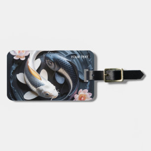 Etiqueta De Bagagem Fantasy Cute Two Koi Fish