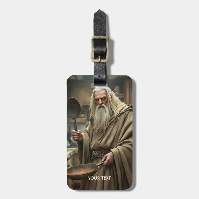 Etiqueta De Bagagem Fantasy Cute Wizard Frying Pan (Frente Vertical)