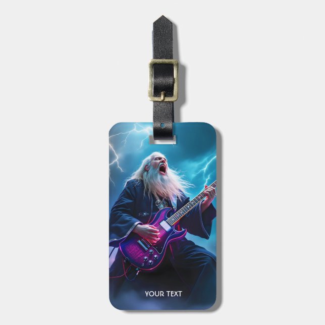 Etiqueta De Bagagem Fantasy Cute Wizard Tocando Violão (Frente Vertical)