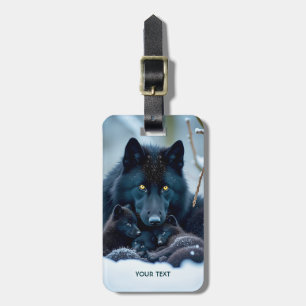 Etiqueta De Bagagem Fantasy Cute Wolf Two Pups