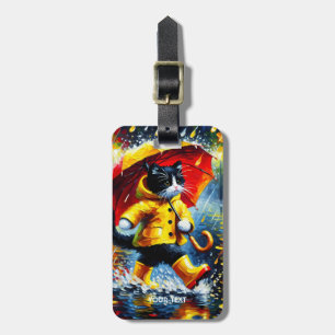 Etiqueta De Bagagem Fantasy Gato Bonito Boots Umbrella