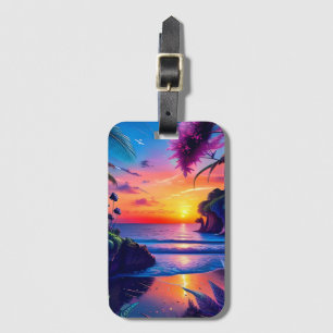 Etiqueta De Bagagem Fantasy Tropical Beach Two