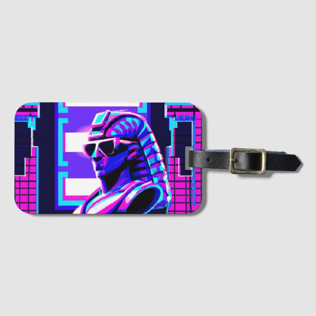 Etiqueta De Bagagem Faraó Synthwave (Frente Horizontal)