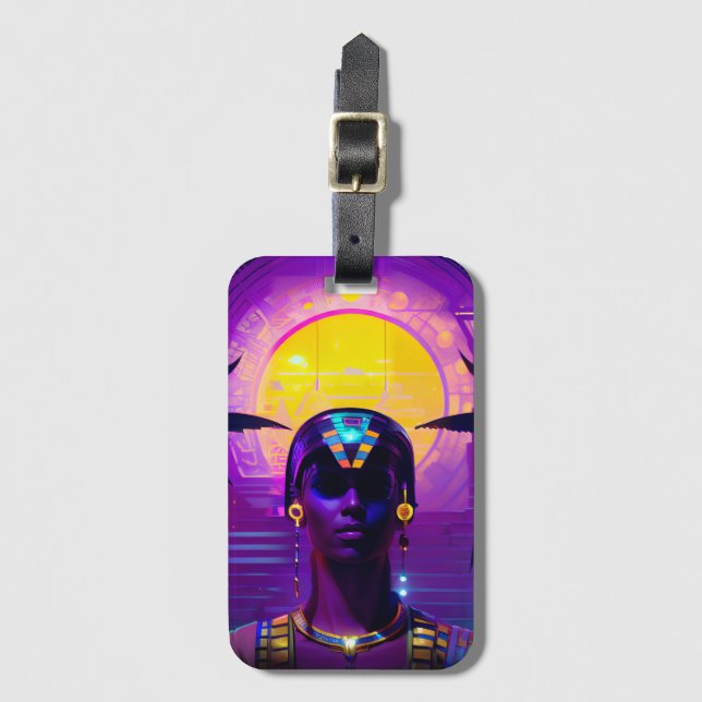 Etiqueta De Bagagem Faraó Synthwave (Frente Vertical)