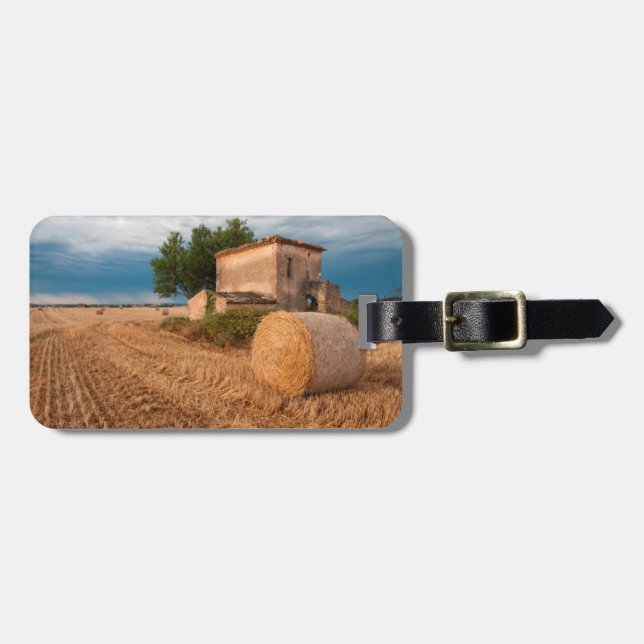 Etiqueta De Bagagem Fardo de feno no campo da Provença (Frente Horizontal)