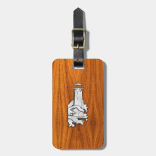 Etiqueta De Bagagem Farol Chrome Style no Decor Teak Wood
