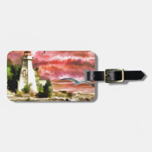 Etiqueta De Bagagem Farol Costeiro Sunset