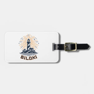 Etiqueta De Bagagem Farol de Biloxi Mississippi ao Nascer do Sol