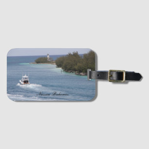 Etiqueta De Bagagem Farol de Nassau Bahamas, barco,