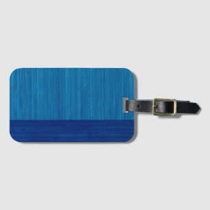 Etiqueta De Bagagem Faux Bamboo Border Madeira Grain Cobalt Blue