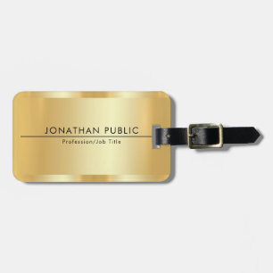 Etiqueta De Bagagem Faux Dourado Moderno Elegante Glamorous Modelo Tre