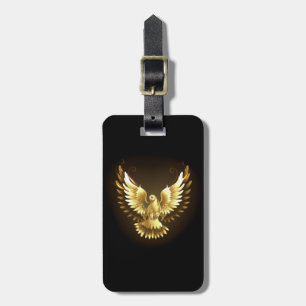 Etiqueta De Bagagem Faux Gold Foil Peace Dove em Preto