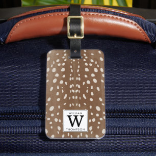 Etiqueta De Bagagem Fawn Localiza Monograma de Impressão de Animais de