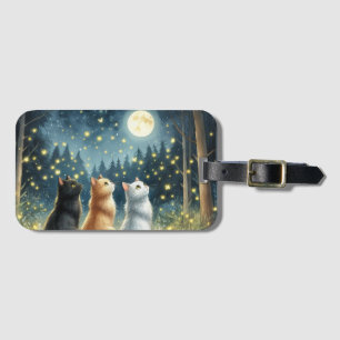 Etiqueta De Bagagem Feline Friends e o Luar
