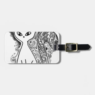 Etiqueta De Bagagem Felinos florais engraçados