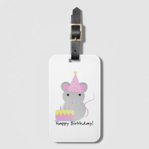 Etiqueta De Bagagem Feliz Aniversário, Rato do Festa de Feliz