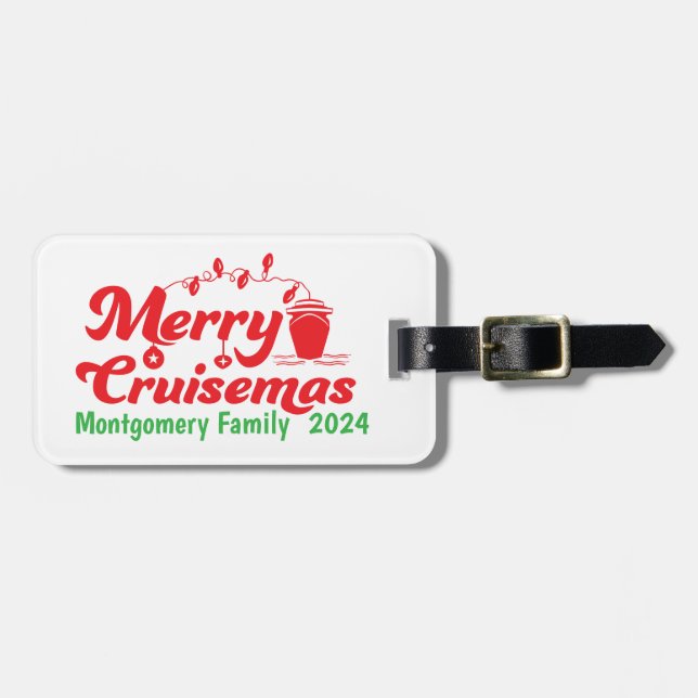 Etiqueta De Bagagem Feliz Cruisemas Família Personalizada (Frente Horizontal)