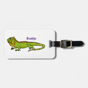 Etiqueta De Bagagem Feliz desenho da iguana verde