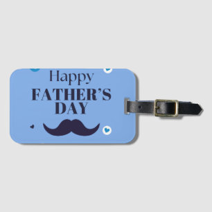 Etiqueta De Bagagem Feliz Dia dos Pais – Desenho de Bigode e Coração
