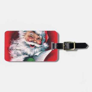 Etiqueta De Bagagem Feliz Natal,vintage,retro,Papai Noel,Sa feliz
