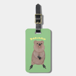 Etiqueta De Bagagem Feliz sorriso, design de desenho animado de quokka