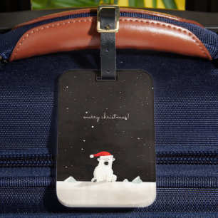 Etiqueta De Bagagem Feliz Urso Polar de Natal!