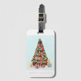Etiqueta De Bagagem Felizes Festas. Árvore de Natal