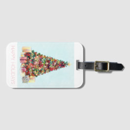 Etiqueta De Bagagem Felizes Festas. Árvore de Natal