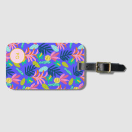 Etiqueta de bagagem feminina floral azul personali