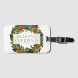 Etiqueta De Bagagem Feriado Russo de inverno Pine Wreath