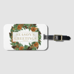 Etiqueta De Bagagem Feriado Russo de inverno Pine Wreath