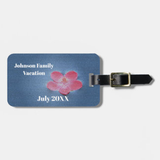 Etiqueta De Bagagem Férias em Família Floral Minimalista Flor Rosa
