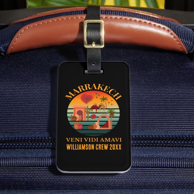 Etiqueta De Bagagem Férias Familiares MARAKKESH Veni Vidi Amavi Marroc (Frente Insitu 2)