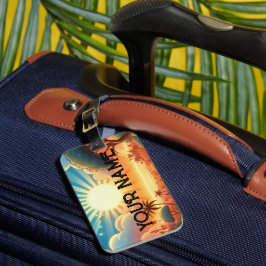 Etiqueta De Bagagem Férias na Ilha Personalizadas ao Nascer do Sol