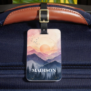 Etiqueta De Bagagem Férias personalizadas em aquarela na natureza Coli
