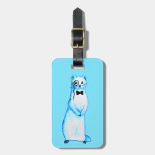 Etiqueta De Bagagem Ferret Gentleman Watercolor com Arco Monocle