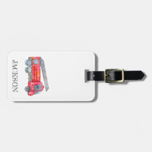 Etiqueta De Bagagem Festa de aniversário Mínima Moderna de Bombeiros