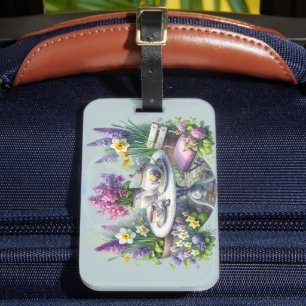 Etiqueta De Bagagem Festa de Chá Floral Vintage no Jardim
