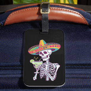 Etiqueta De Bagagem Festa de Margarita do Dia dos Mortos Mexicano Cinc
