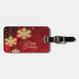 Etiqueta De Bagagem Festa de Natal Gift Red Ouro Flocos de Neve Feriad