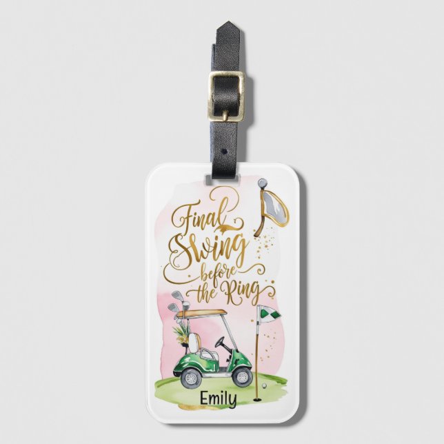 Etiqueta De Bagagem Festa de solteira de Golfe para Golfe (Frente Vertical)