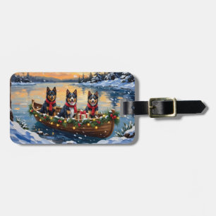 Etiqueta De Bagagem Festa do Barco de Natal do Lapphund Finlandês