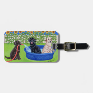 Etiqueta De Bagagem Festa na piscina engraçada personalizada Labrador