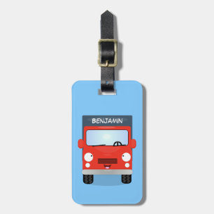 Etiqueta De Bagagem Figura de desenho animado de caminhão vermelho-bra