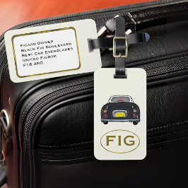 Etiqueta De Bagagem Figuras Monograma Black Figaro Car Bagagem