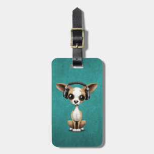 Etiqueta De Bagagem Filhote de cachorro bonito DJ da chihuahua que