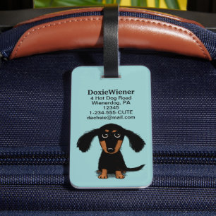 Etiqueta De Bagagem Filhote de Dachshund de Cabelo Longo