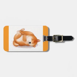 Etiqueta De Bagagem filhote fofo shiba inu deitado na etiqueta da baga