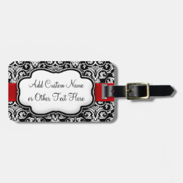 Etiqueta De Bagagem Fita Vermelha Preta/Branca com Damasco